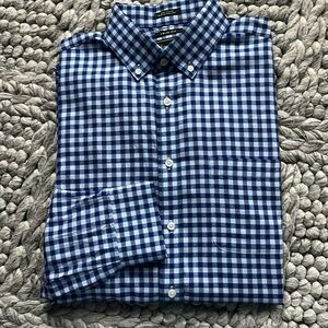 Neiman Marcus trim fit blue check plaid shirt